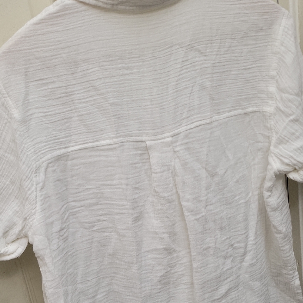a.n.a White Short Sleeve Polo Button Down Shirt - Picture 5 of 6